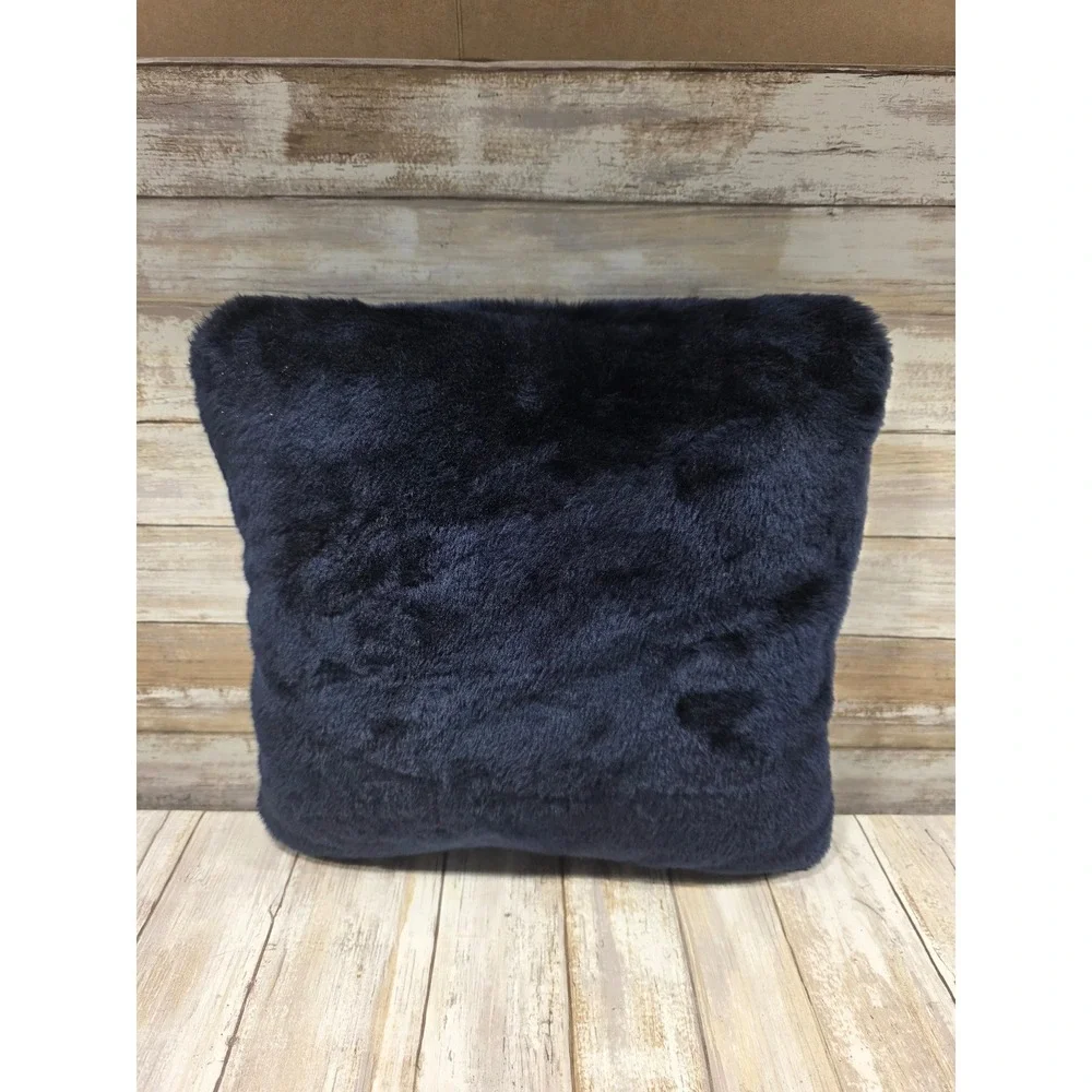 Georgetown Hoyas Navy Blue Faux Fur Throw Pillow Grey Felt Bulldog Mascot‎ 13x13